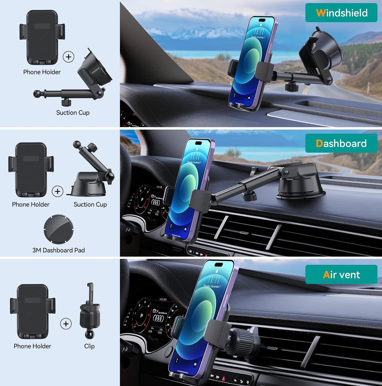 3 - in - 1 Hands - Free Car Phone Mount (iPhone & Android) - Digital Harmony Store