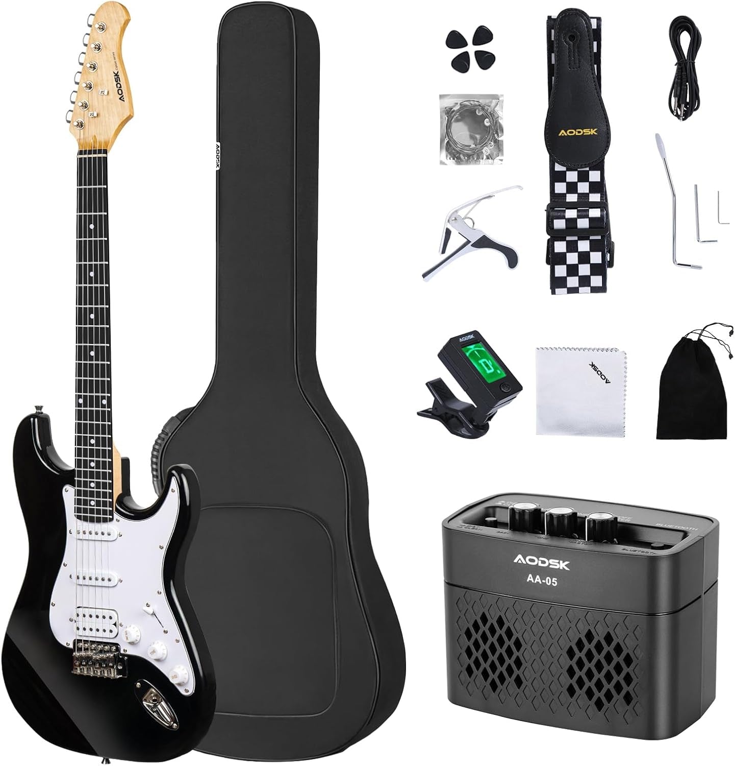 AODSK Electric Guitar Beginner Kit - 39" Full Size with Amp & Accessories - Digital Harmony Store