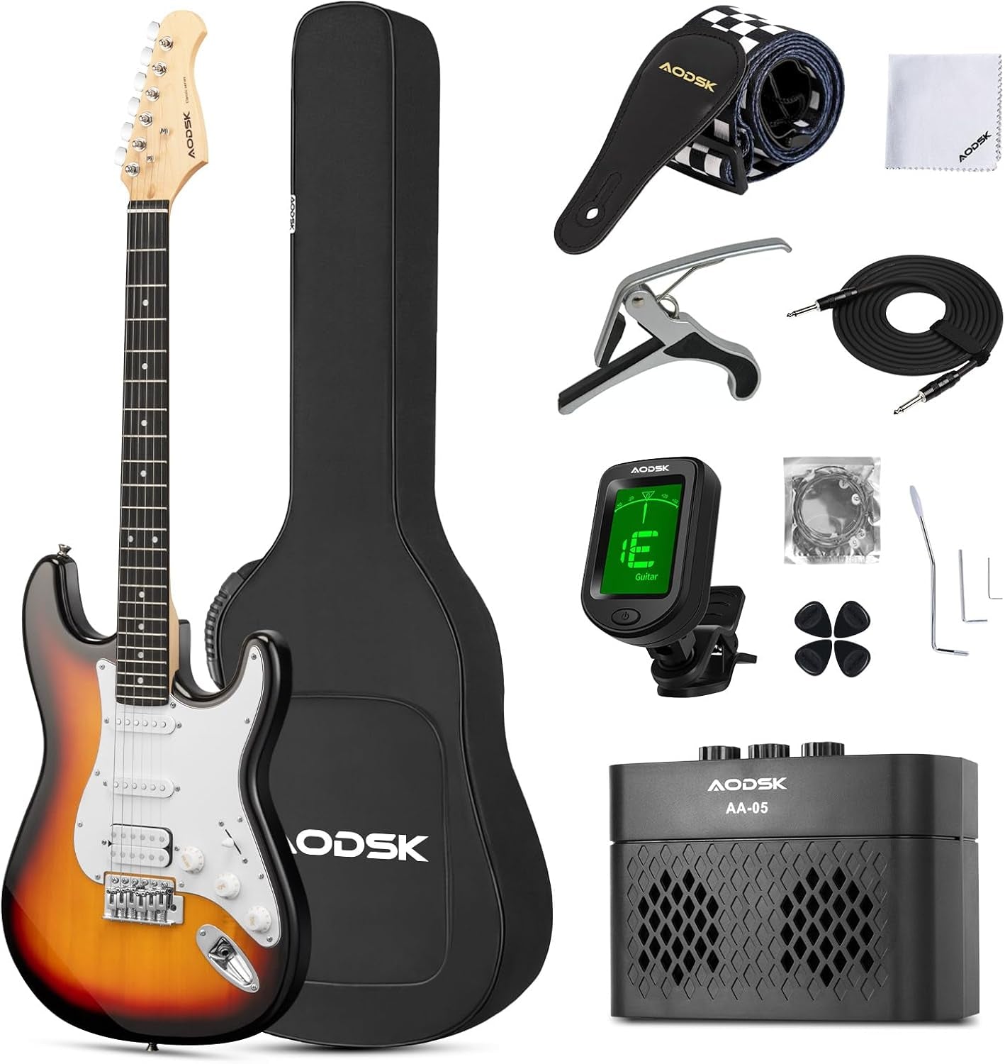 AODSK Electric Guitar Beginner Kit - 39" Full Size with Amp & Accessories - Digital Harmony Store