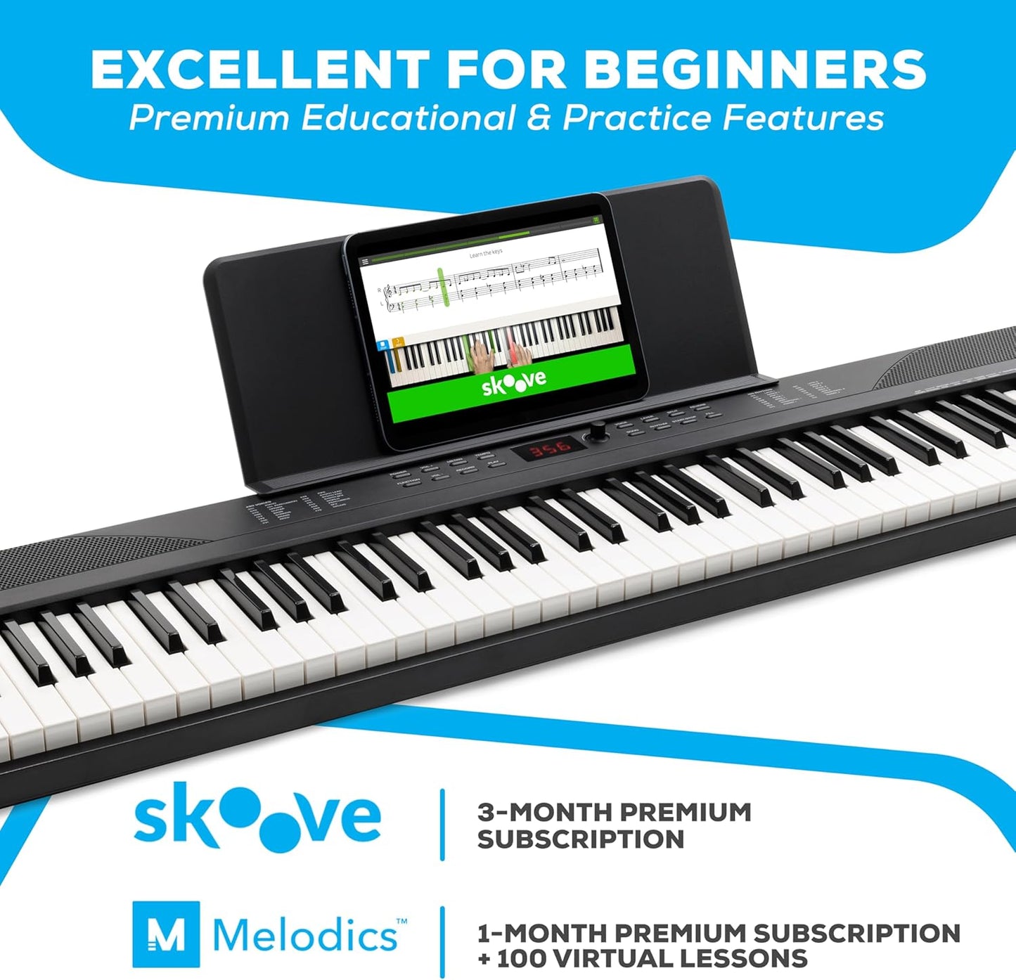 Alesis 88-key keyboard bundle with premium features for beginners and learning tools