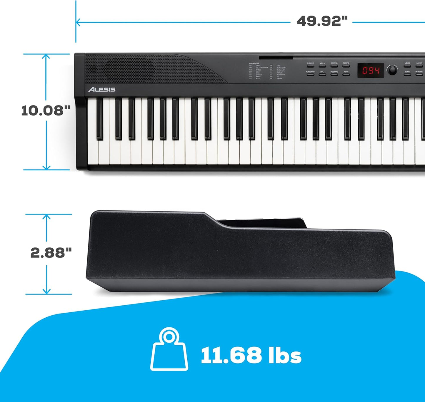 Alesis 88-key keyboard bundle with sleek design and essential features for musicians