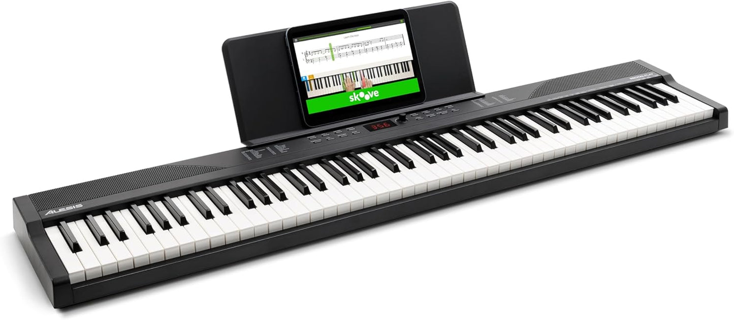 Alesis 88-key keyboard bundle with a digital display and sleek design for beginners and musicians