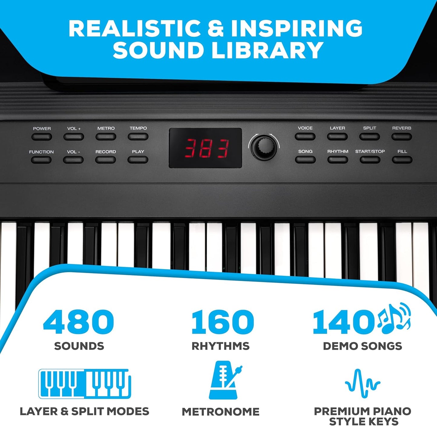 Alesis 88-key keyboard bundle featuring 480 sounds and 140 demo songs for versatile music creation