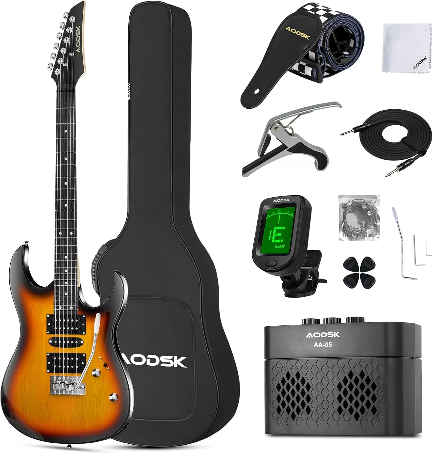 AODSK Electric Guitar Beginner Kit - 39" Full Size with Amp & Accessories - Digital Harmony Store
