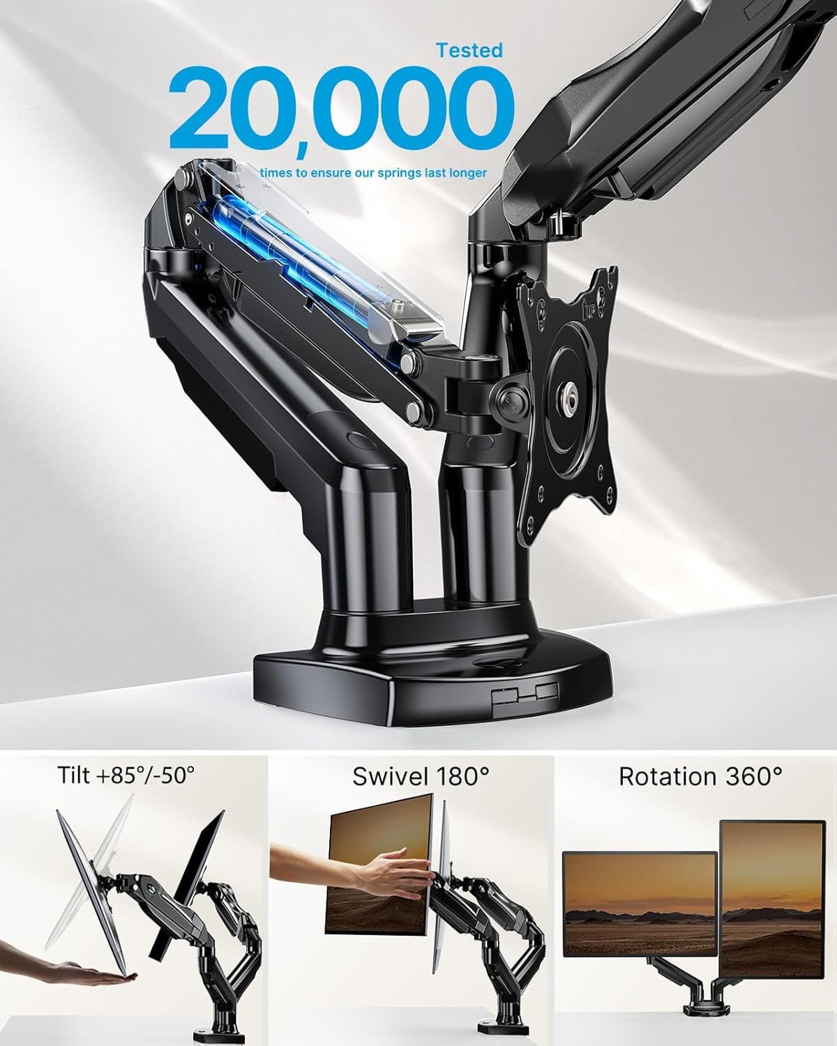 Dual Monitor Stand for 13 - 32” Screens – Adjustable VESA Desk Mount w/Spring Arms & C - Clamp - Digital Harmony Store