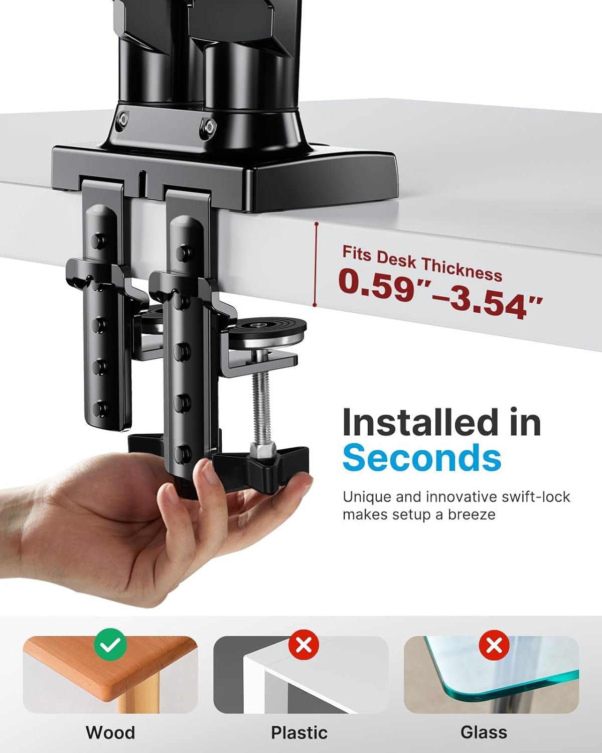 Dual Monitor Stand for 13 - 32” Screens – Adjustable VESA Desk Mount w/Spring Arms & C - Clamp - Digital Harmony Store