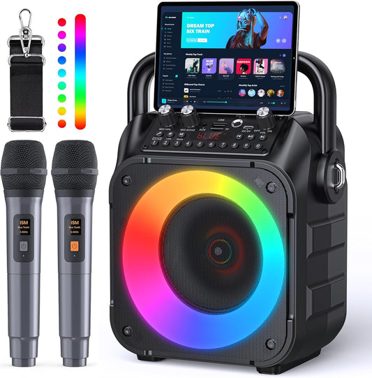 Portable Bluetooth Karaoke Machine with 2 Microphones: Party Anywhere - Digital Harmony Store