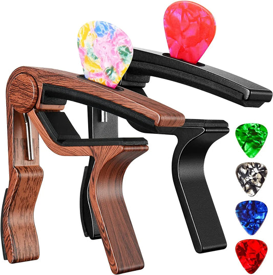 Guitar Capo 2‑Pack + Pick Holder: Quick, Buzz‑Free Chords Anytime - Digital Harmony Store