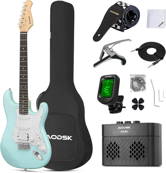 AODSK Electric Guitar Beginner Kit - 39" Full Size with Amp & Accessories - Digital Harmony Store