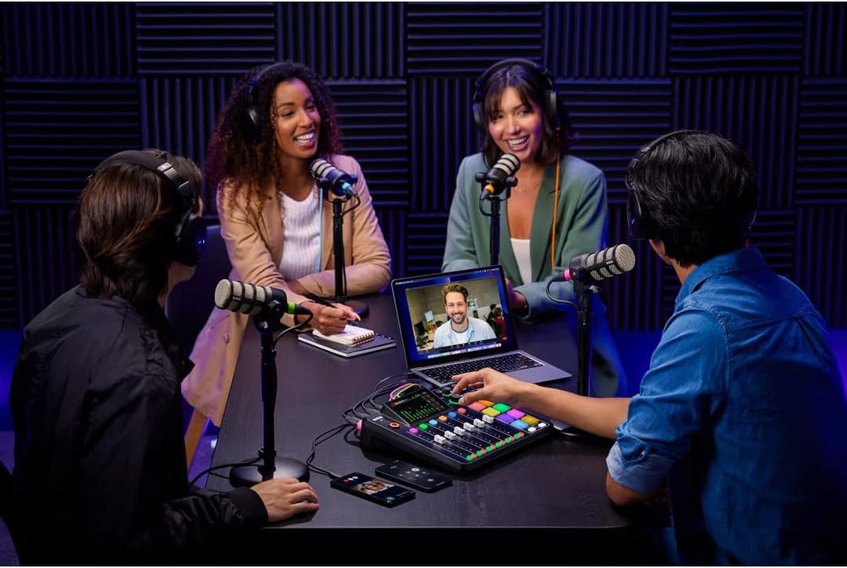Complete Rodecaster Pro II Podcasting Bundle (4 Mics, Boom Arms, 32GB MicroSD & More) - Digital Harmony Store