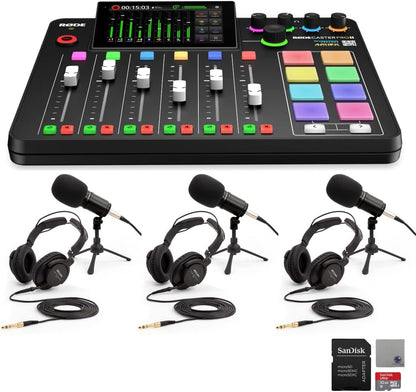 Complete Rodecaster Pro II Podcasting Bundle (4 Mics, Boom Arms, 32GB MicroSD & More) - Digital Harmony Store