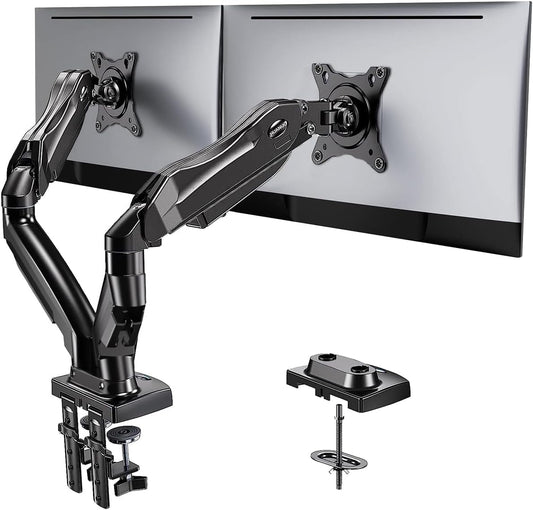 Dual Monitor Stand for 13 - 32” Screens – Adjustable VESA Desk Mount w/Spring Arms & C - Clamp - Digital Harmony Store