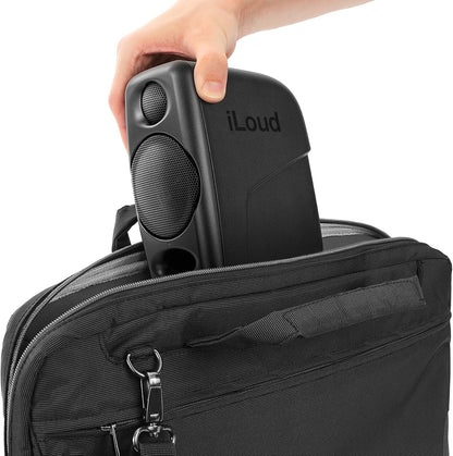 iLoud Micro Portable Speaker Being Placed in a Black Bag for Easy Transport