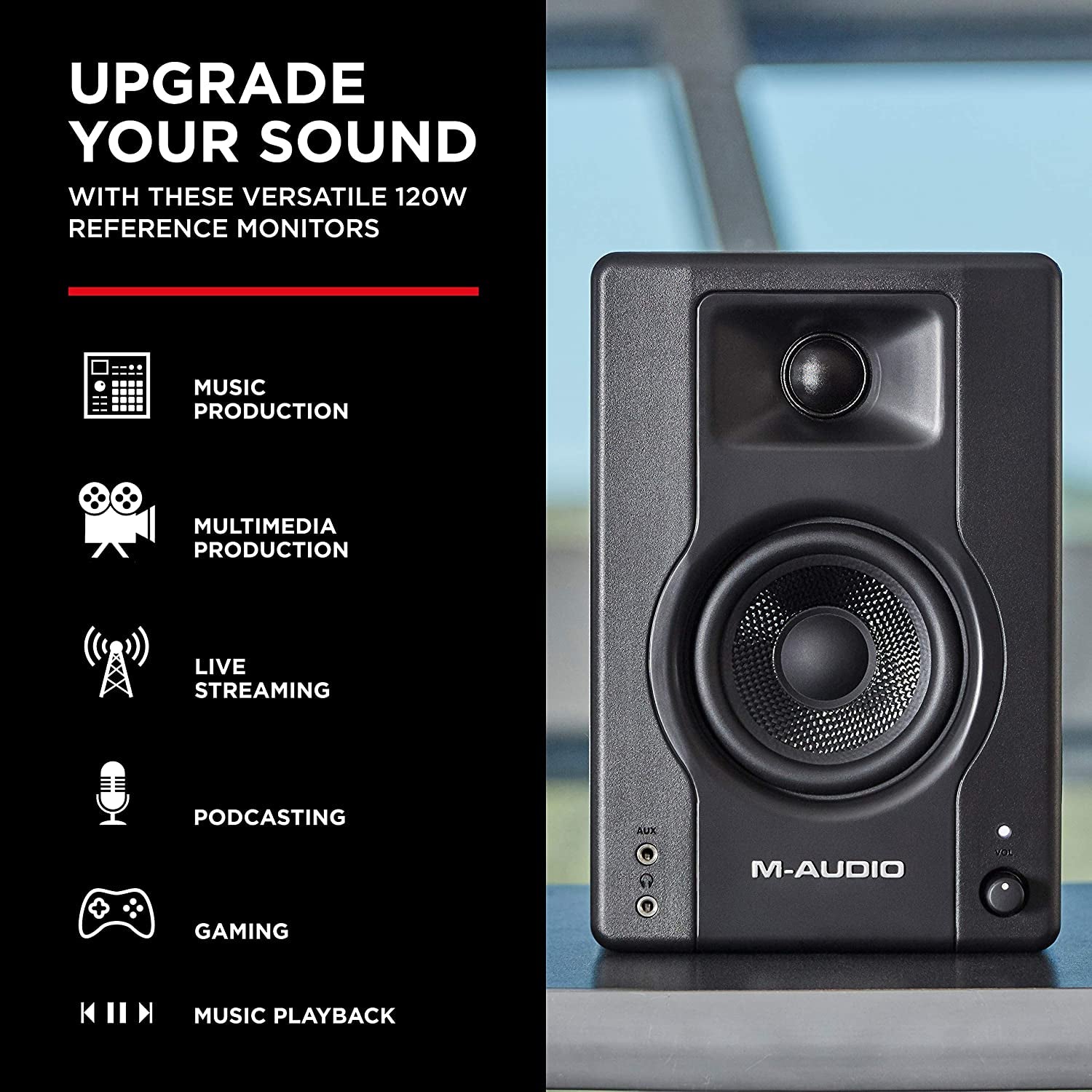 M-Audio BX3 3.5 Reference Monitors Ideal for Music Production and Podcasting