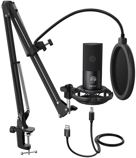 Plug & Play USB Studio Microphone Kit with Adjustable Boom Arm - Digital Harmony Store
