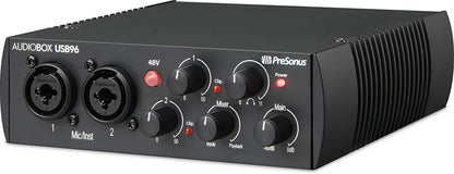 Presonus AudioBox USB96 Audio Interface for Home Recording Bundle with dual XLR inputs and easy controls