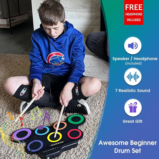 Portable Electronic Drum Set for Kids with 7-Pads (Earbuds included) - Digital Harmony Store